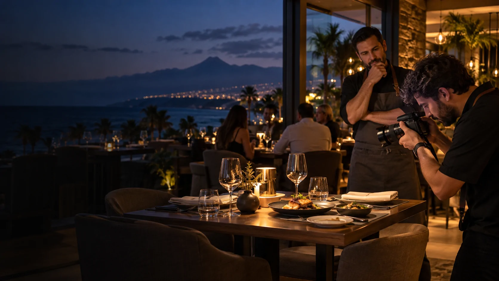 Fotógrafo creando contenido para un restaurante de Tenerife